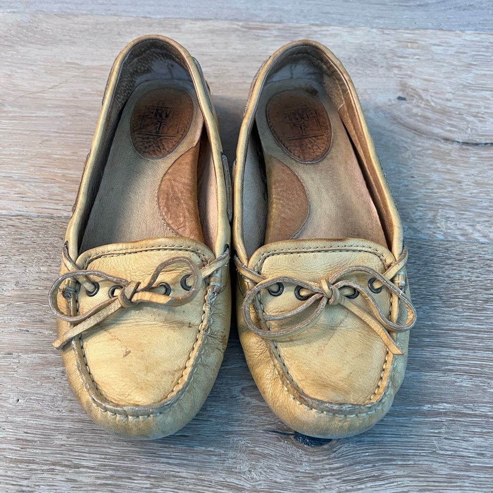 Frye yellow loafers